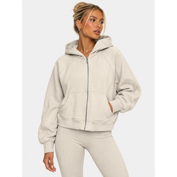 Lululemon Tops - Lululemon Scuba Oversized Full Zip Hoodie White Bone XL XXL